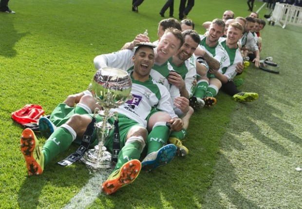 Jubilant North Ferriby celebrate winning the FA Trophy