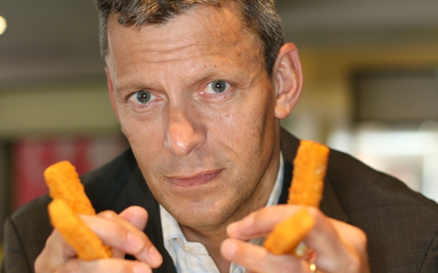 Mcc0024111. The Daily Telegraph Martin Glenn, the CEO of Birds Eye Iglo Group. Photographed with some Fish Fingers at Freud Communications, Central London. 30/06/10