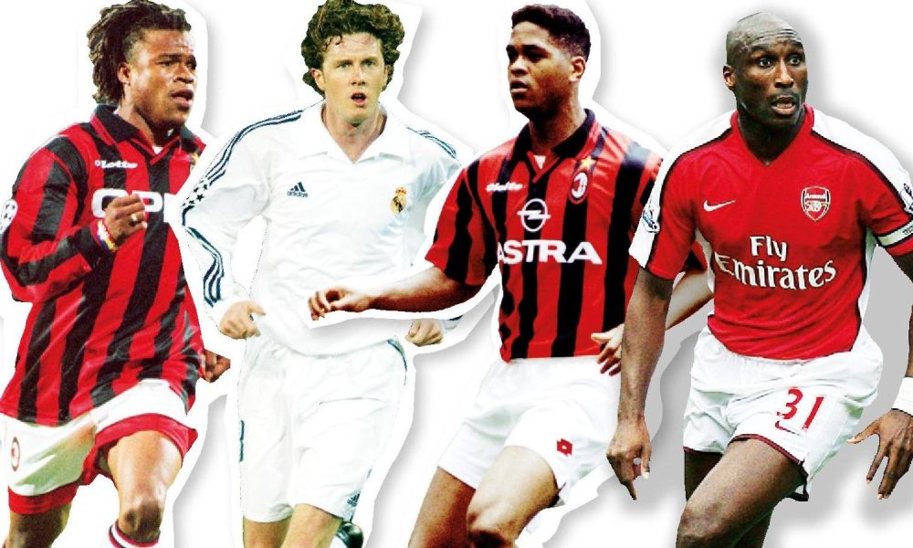 From left, Edgar Davids, Steve McManaman, Patrick Kluivert and Sol Campbell