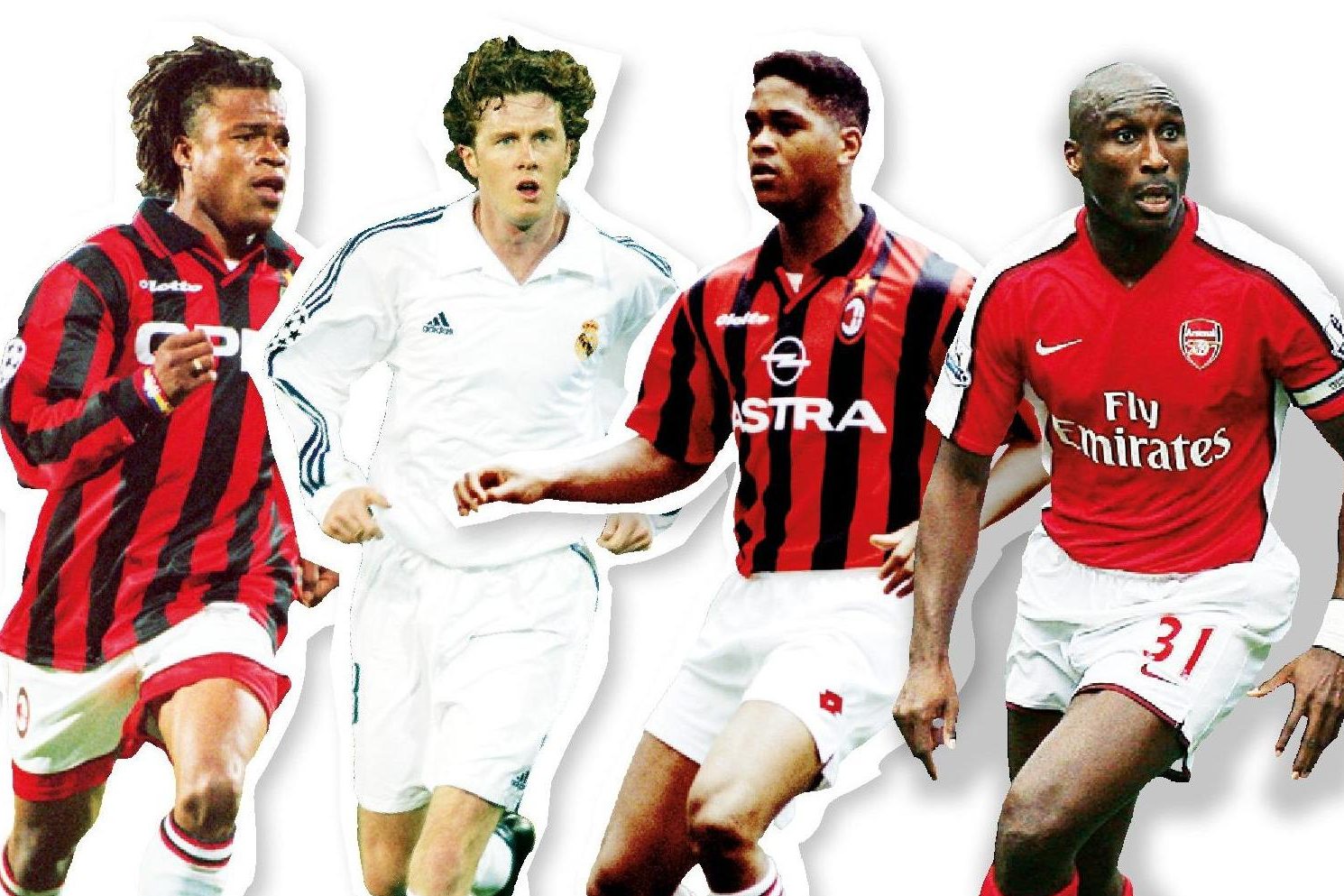 From left, Edgar Davids, Steve McManaman, Patrick Kluivert and Sol Campbell